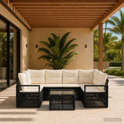 Set Divano da Giardino 7 pz Nero polyrattan 3435646