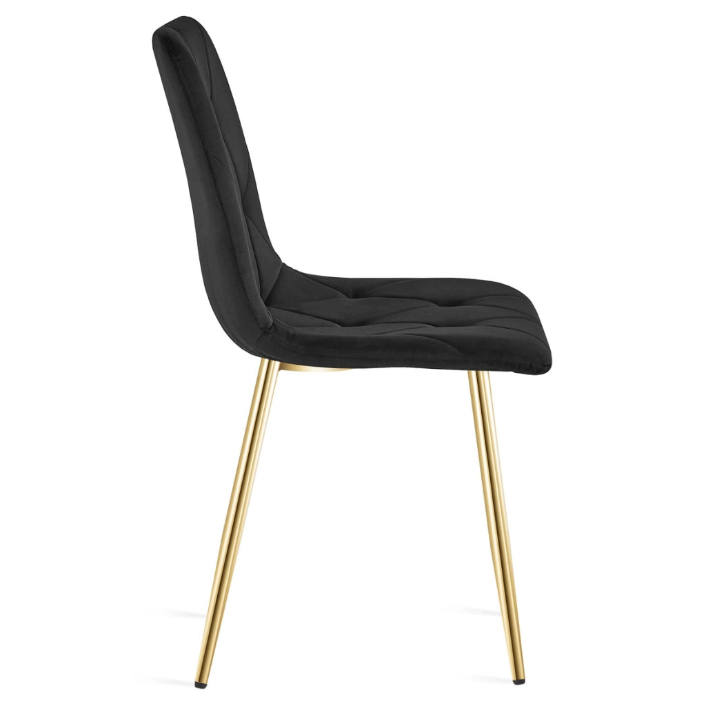 Sedia Libra in Velluto Nero con Gambe Oro