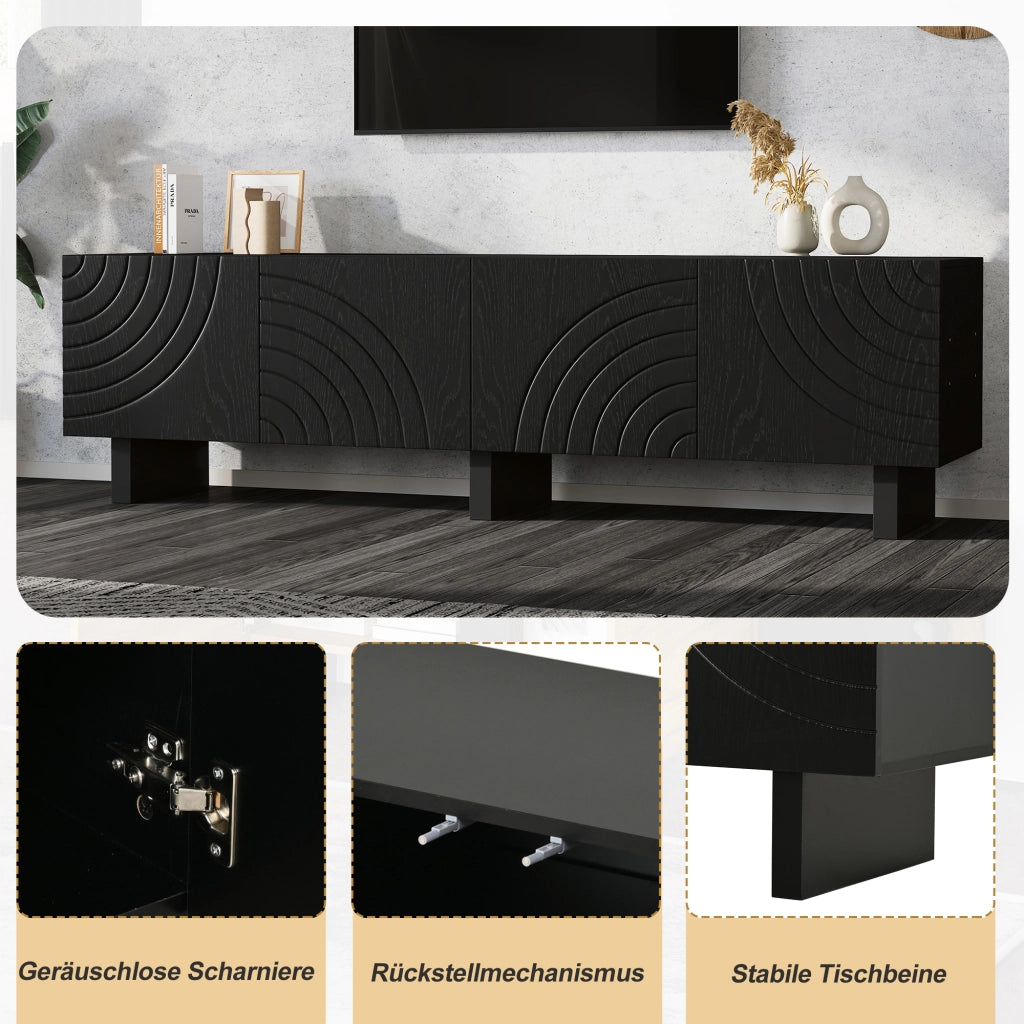 Cassettiera per TV nera in truciolare lunghezza 180 cm