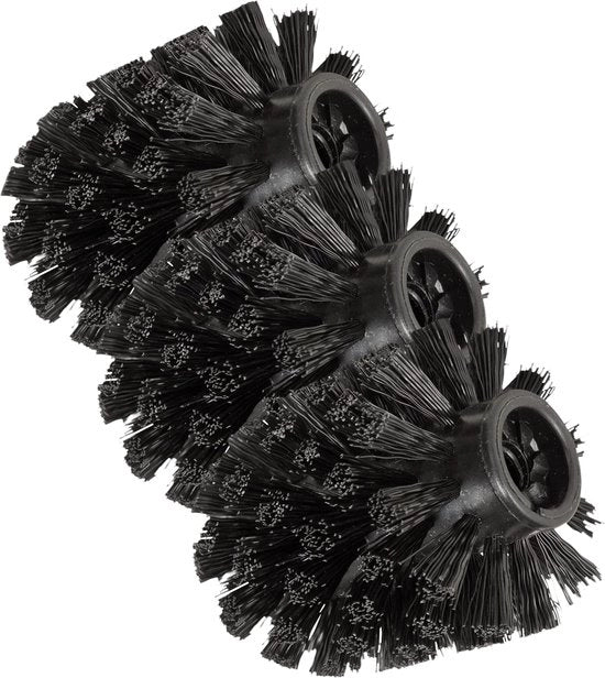 Borsetto di sostituzione per set di spazzole per il water, testa di spazzola in plastica con Ø 8 cm borsetto di sostituzione, per la sostituzione, nero (confezione da 3)