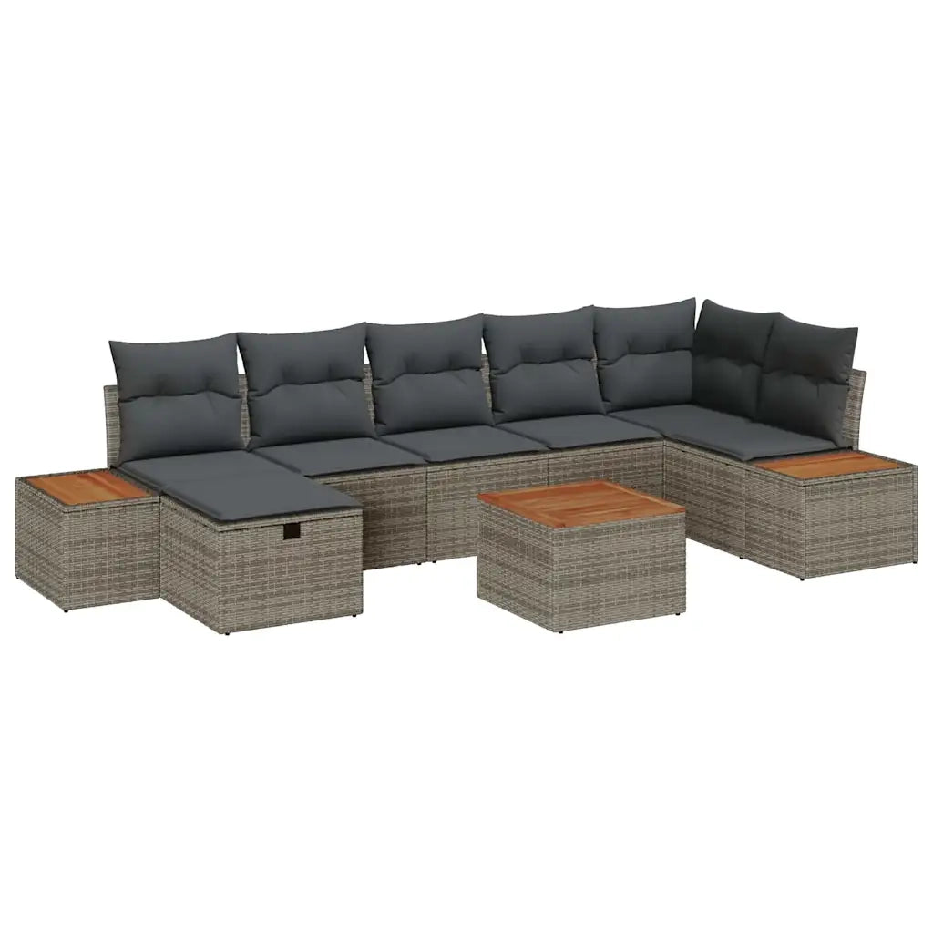 Set Divano da Giardino con cuscino 8 pcs Grigio Poly Rattan 3360978