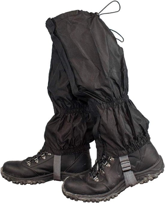 Gamaschi per escursione, 1 coppia, impermeabili, dotati di chiusura a cerniera e cinturino per attività all'aperto come escursioni, arrampicate e sci alpinismo, 40*26cm, Nero