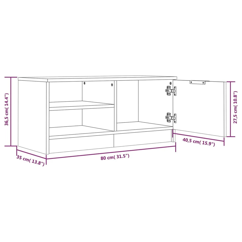 Mobile TV multimediale mensola TV credenza mobile TV sala da pranzo soggiorno camera da letto 2 pezzi rovere Sonoma 80 x 35 x 36,5 cm legno ingegnerizzato marrone 02_0028621