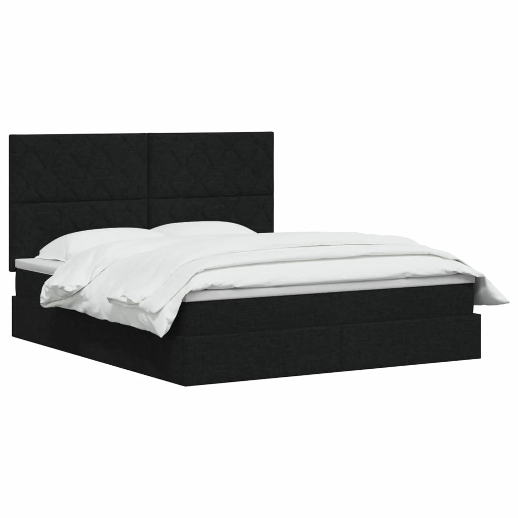 Letto con contenitore e materasso Nero 180 x 200 cm Tessuto 3459584