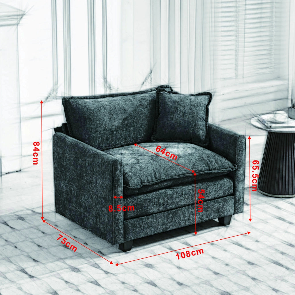 Poltrona Cloud ¨C Xylo ¨C Chenille Nero, Cuscino Imbottito