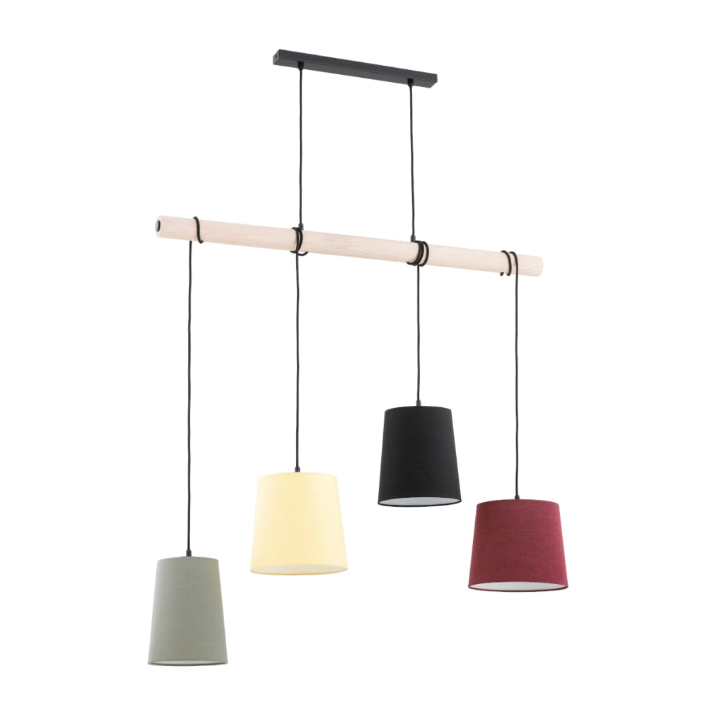 Lampada a sospensione TENDER multicolor legno 4xE27 Alfa