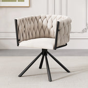 Sedia Girevole in Velluto ¨C MINIMAL ¨C Beige, Gambe in Metallo