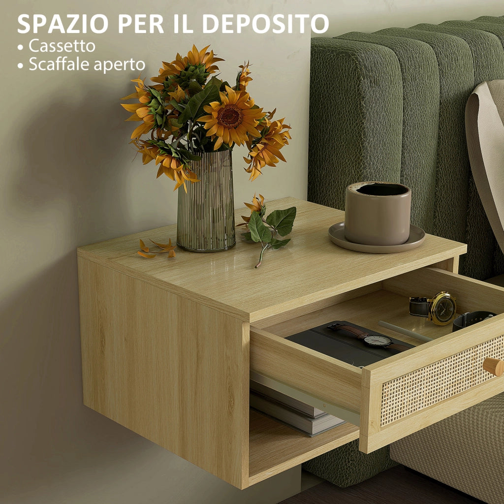 Comodino con Cassetto e Ripiani Aperti ¨C zephmum ¨C 40x34x23 cm