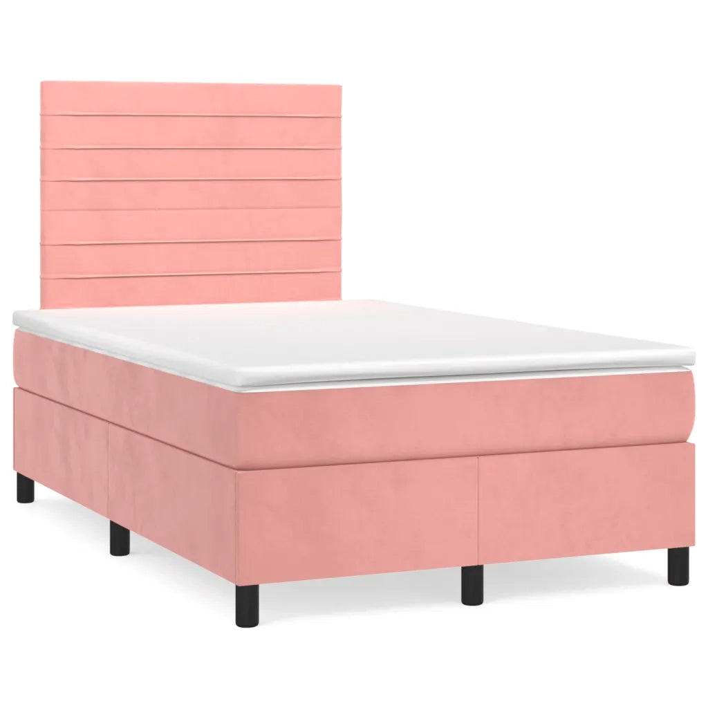 Letto a Molle con Materasso e LED Rosa 120x190 cm in Velluto 3270322