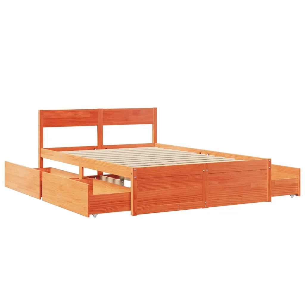 Letto senza Materasso-Struttura Letto Marrone Cera 120x200 cm in Legno di Pino 327502