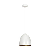 Sospensione 1 Luce Reartù In Acciaio Bianco A Cupola Nero E Oro