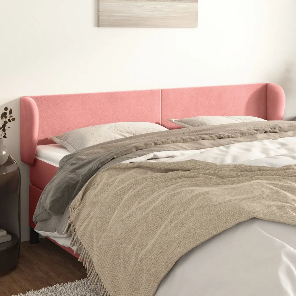 Testiera ad Orecchio Rosa 183x23x78/88 cm in Velluto 3116929