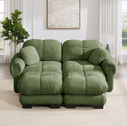 Divano modulare in chenille con pouf mobile 190x149x90 cm; verde