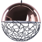 Lampada a Sospensione Globo 1 Luce Lampada in Rame Quadro Moderno