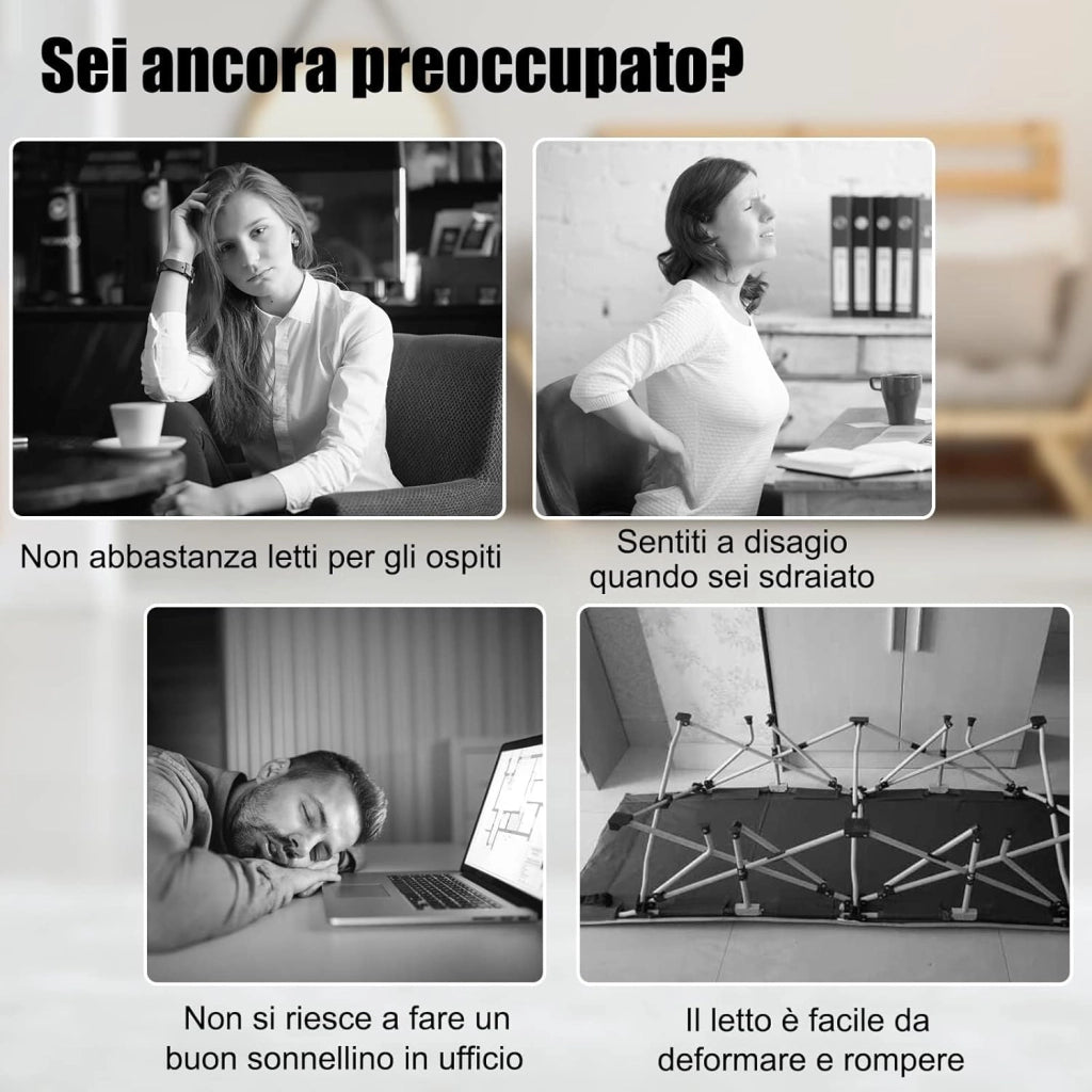 Letto Brandina Pieghevole a Doghe con Materasso in Memory Foam, 200x90 cm, Letto Portatile con 4 Ruote e Struttura Resistente, Carico 130kg, Made in Italy (Stile 2)