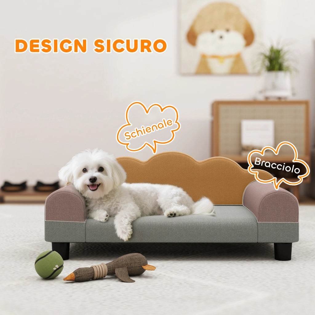 Divano per Cani ¨C Minimal ¨C Legno e Tessuto 66x42x28.5 cm Grigio