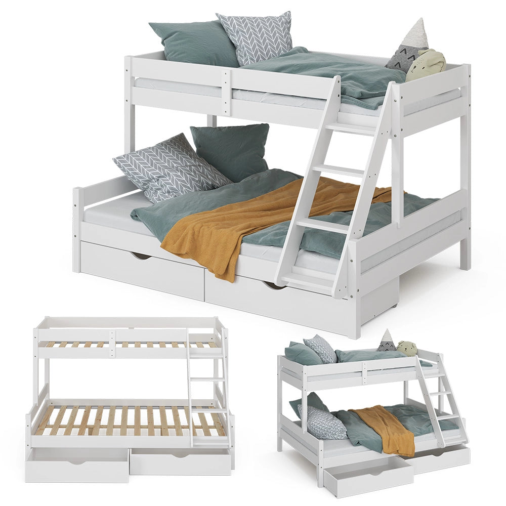 Vitalispa Letto a castello Bianco 140x200 / 90x200 cm con cassetti