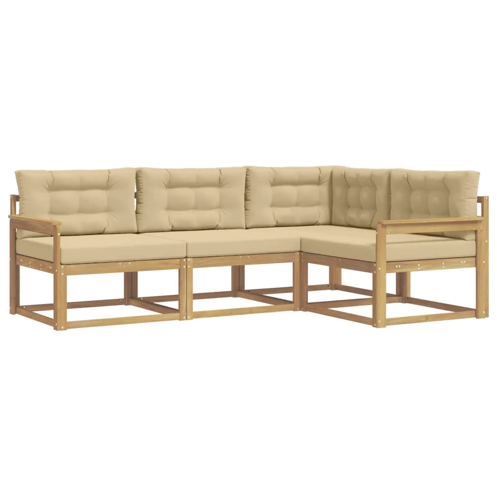 Set di divani da esterno 3 pz Bianco e Beige Poliestere 3386367