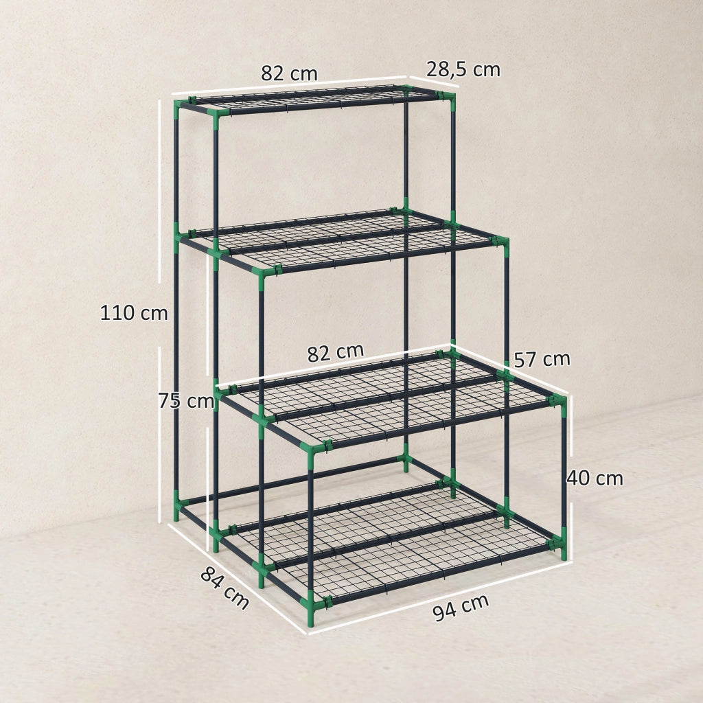 Supporto per Piante 4 Livelli ¨C Xylo ¨C Metallo Verde Esterno Giardino