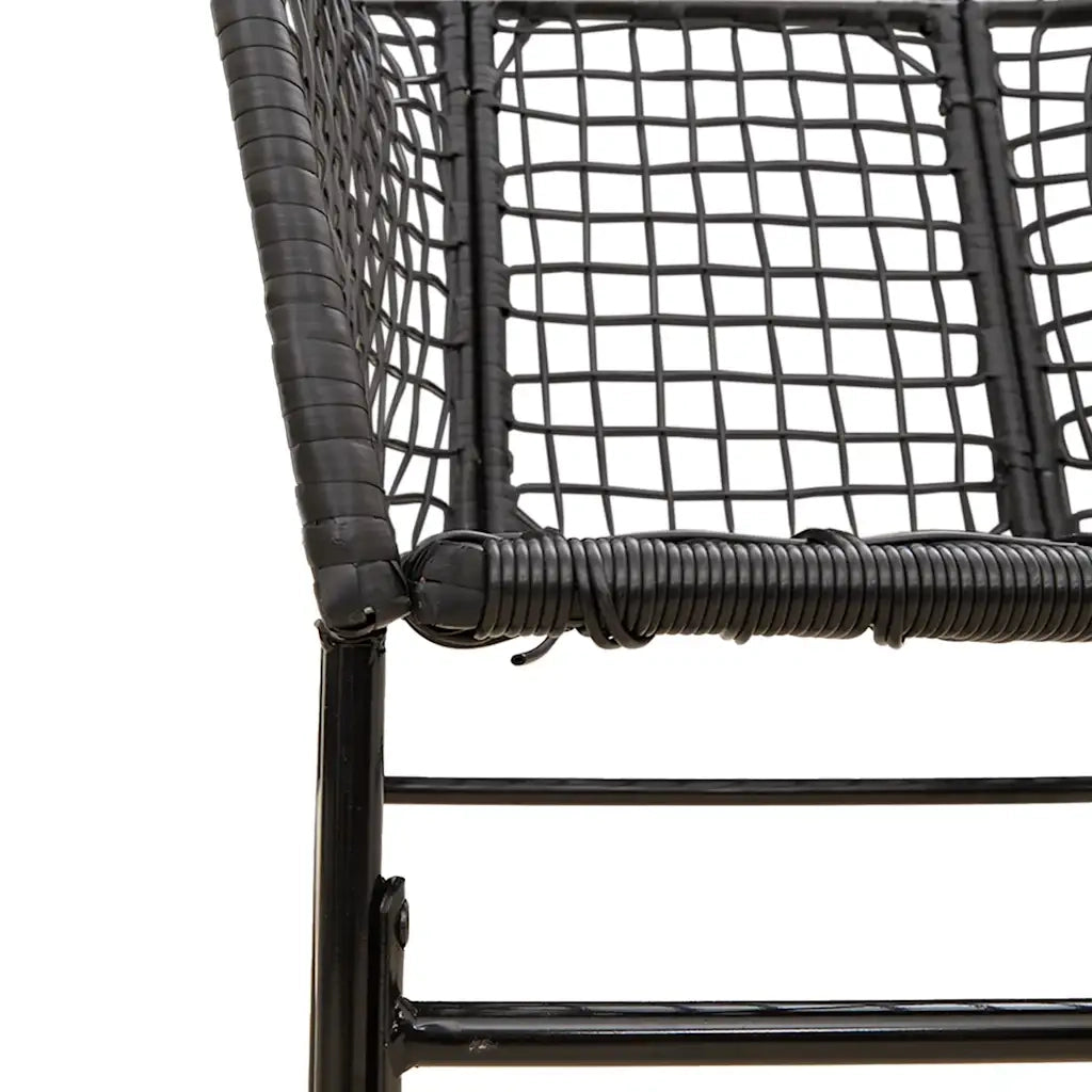 Set Mobili da Pranzo per Giardino 5 pz Nero Polyrattan Vetro 3334584