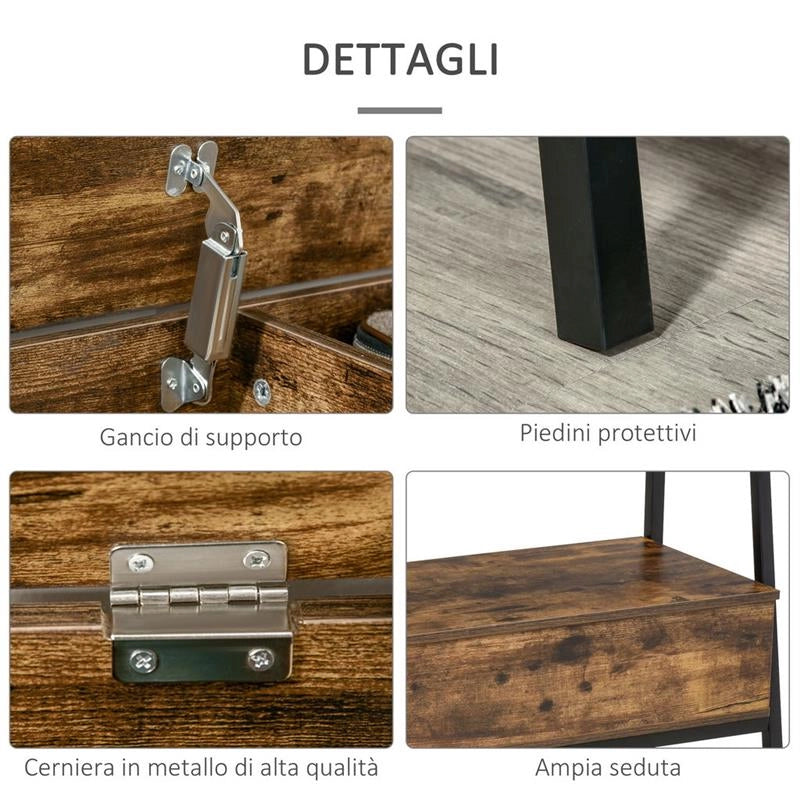 MOBILE SCARPIERA CON VANO CONTENITORE LEGNO E METALLO MARRONE
