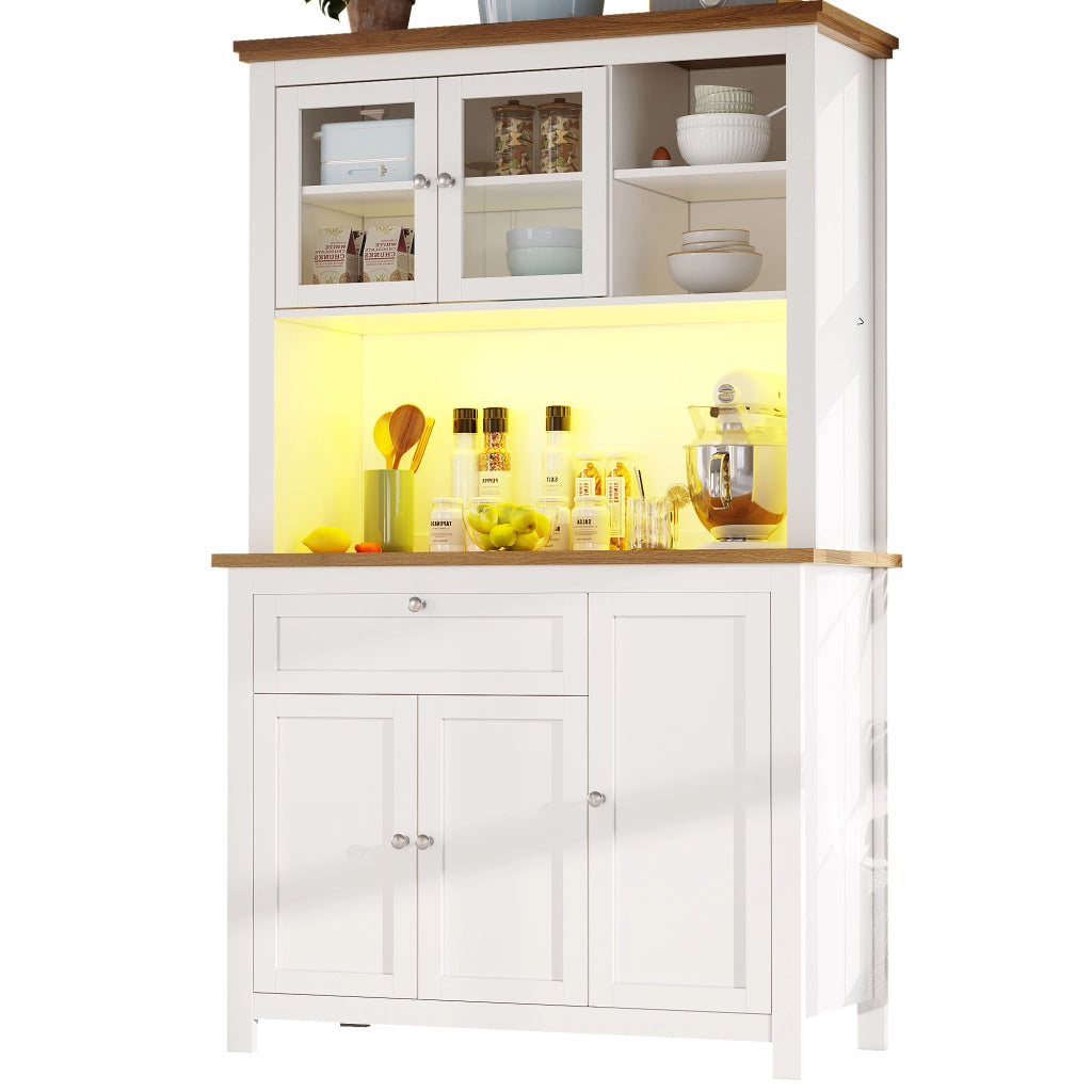Libreria Buffet con LED ¨C MINIMAL ¨C Bianco, Ripiani Regolabili, 104x40x180