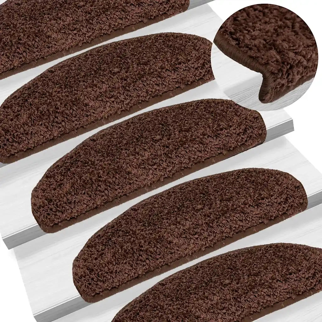 Tappetini per scale 30 pz 65x21x4 cm Marrone Semicircolari Grandi 3365815