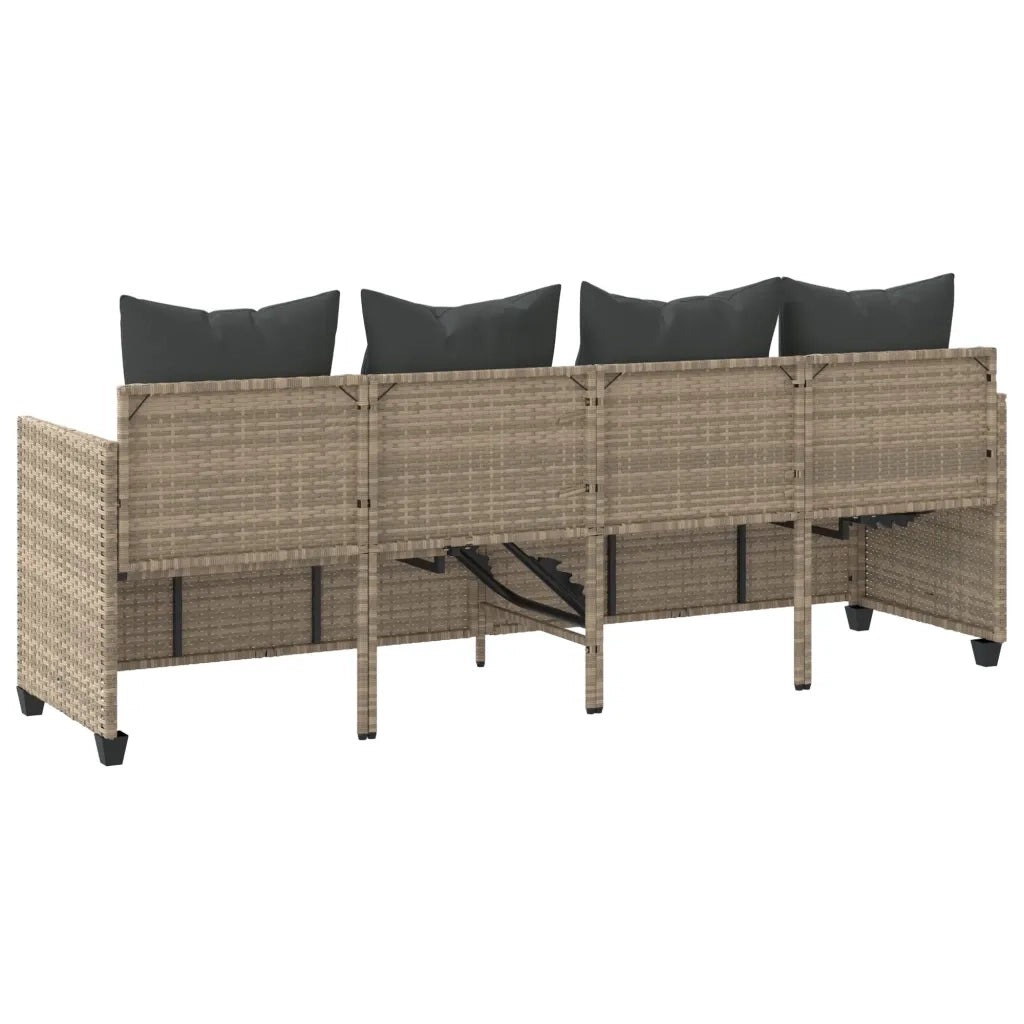 Lettino Prendisole con Cuscini Grigio Chiaro in Polyrattan 368349