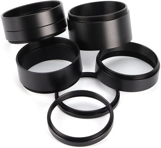 Set di Anelli di Allungamento per Telescopio Fotografico in Alluminio Lega 8 pezzi Nero 3 5 7 10 12 15 20 30mm Adattatore di Lente Accessorio per Telescopio Astronomico