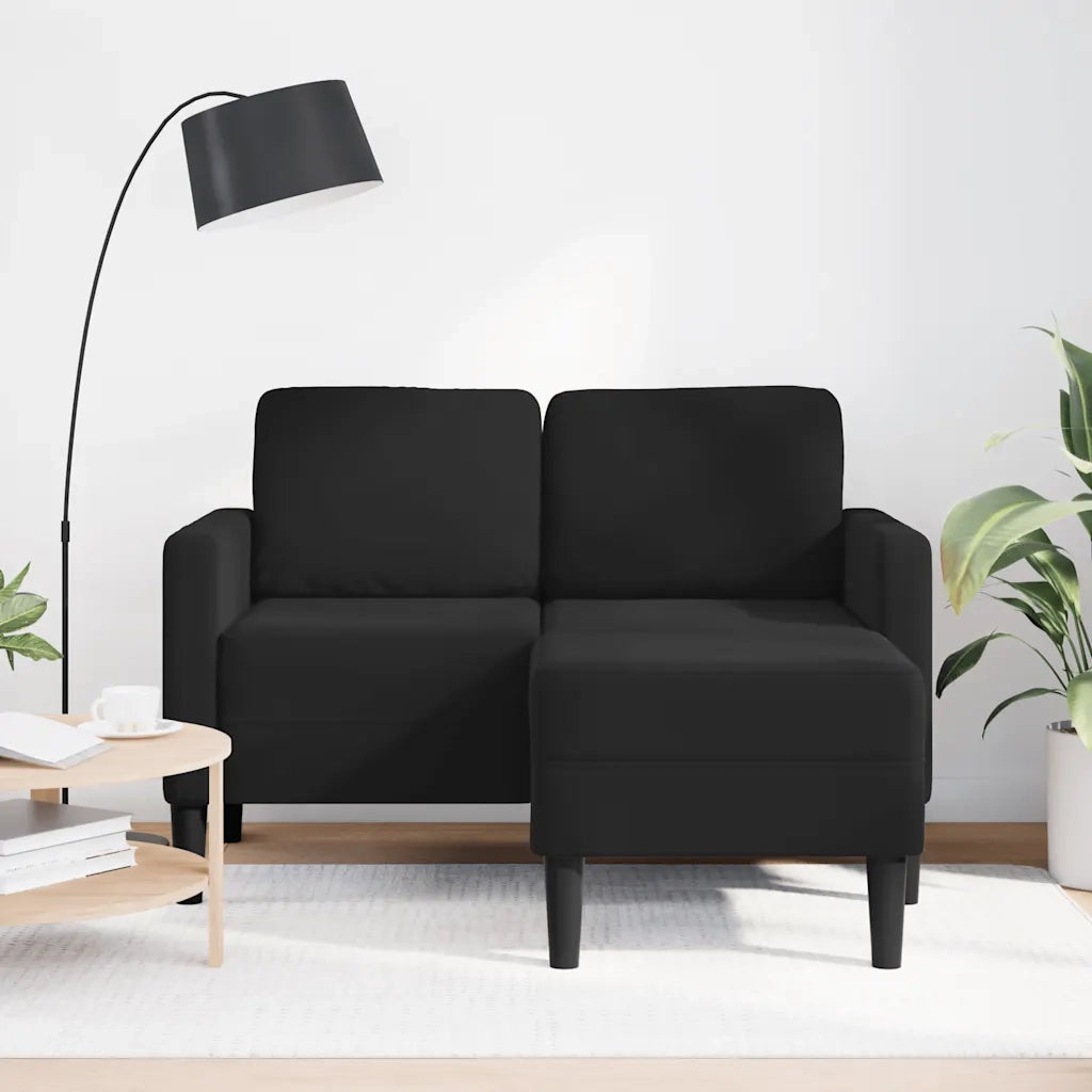 Divano | Divano da soggiorno | Sofa a 2 posti con chaise longue a L nero 125 cm in velluto
