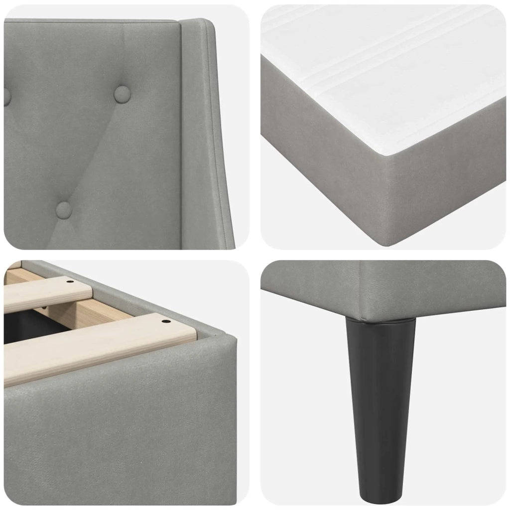 Struttura letto con materasso-Giroletto Grigio chiaro 80 x 200 cm Velluto 962962