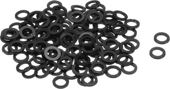 Slittringi in nylon, M5, 5 mm, diametro 8 mm, spessore 1 mm, slittringi lisci in materiale sintetico, gomma di sigillatura, nero, 120 pezzi