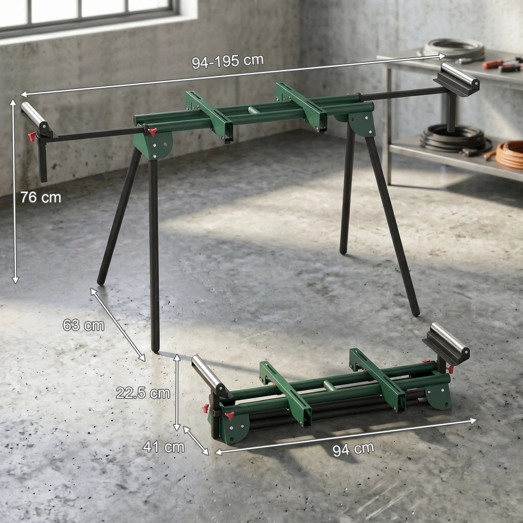 Supporto per Troncatrice ¨C Minimal ¨C Verde, Gambe Pieghevoli, Altezza Regolabile
