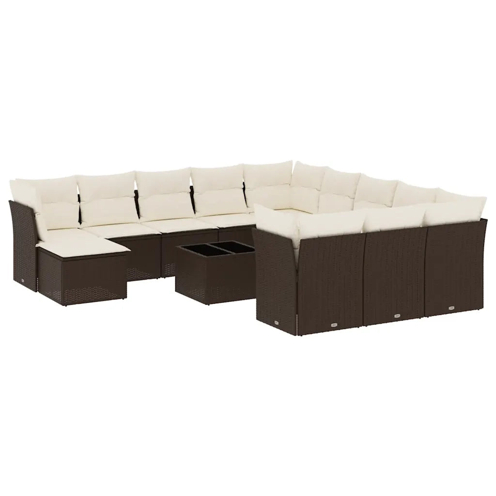 Set Divani da Giardino 13 pz con Cuscini Marrone in Polyrattan 3250482