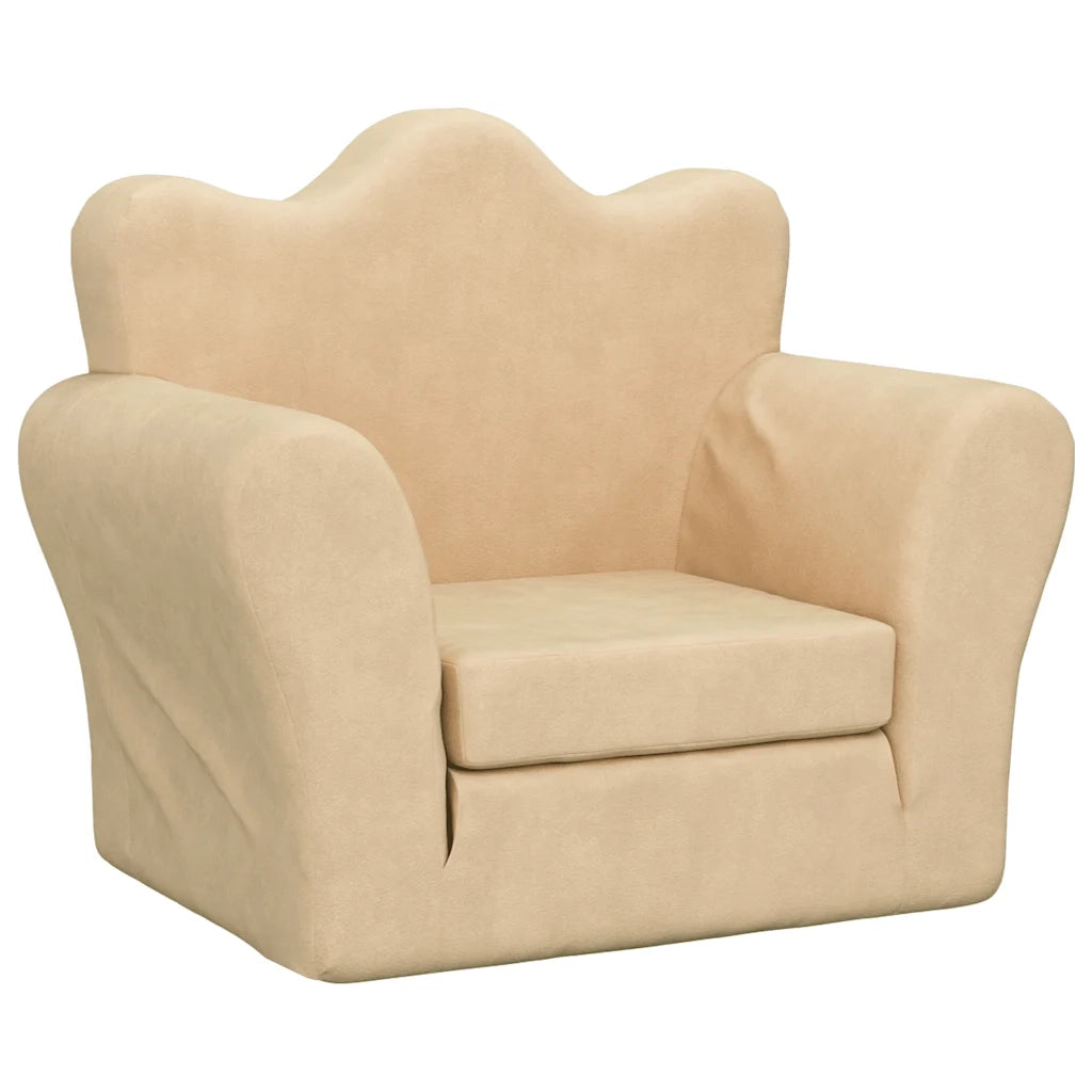 Divano Letto per Bambini Crema in Morbido Peluche 357055