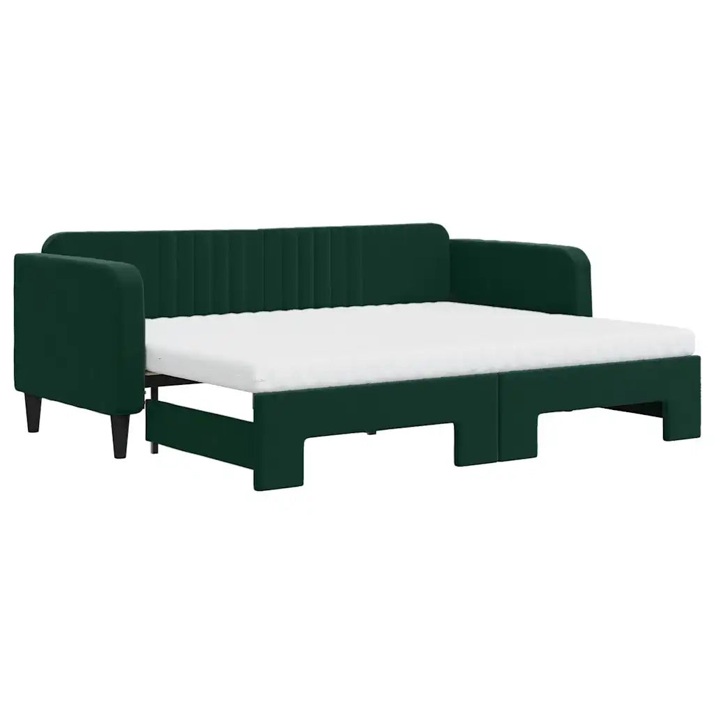 Divano Letto Estraibile Materassi Verde Scuro 80x200 Velluto 3197082