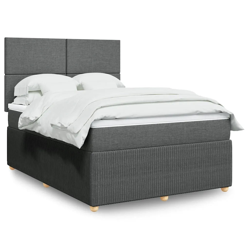 Giroletto a Molle con Materasso Grigio Scuro 160x200 cm Tessuto