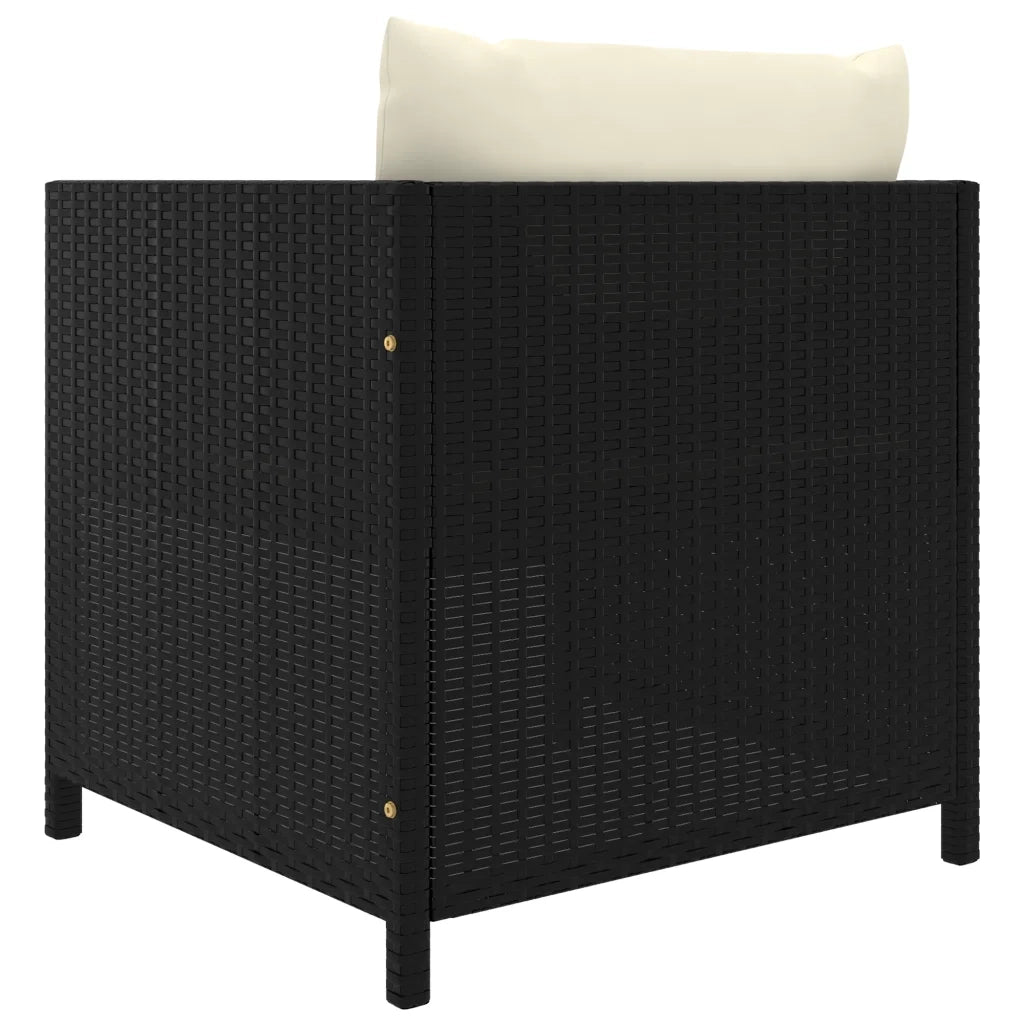 Set Divani da Giardino 5 pz | Set Salotto da Giardino con Cuscini in Polyrattan Nero