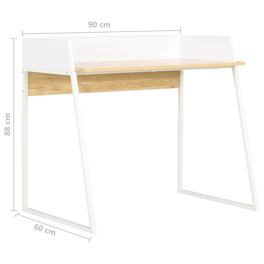 Scrivania | Tavolo da Ufficio Bianca e Rovere 90x60x88 cm