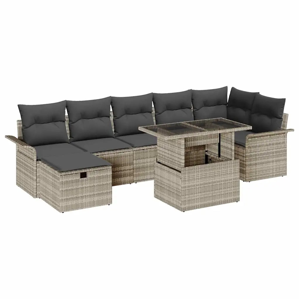 Set Divano da Giardino 8 pcs Grigio chiaro Poly Rattan 3359689