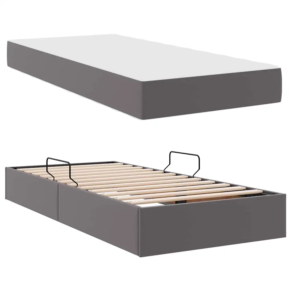 Letto con contenitore e materasso 2 pcs Grigio Pelle 3399598