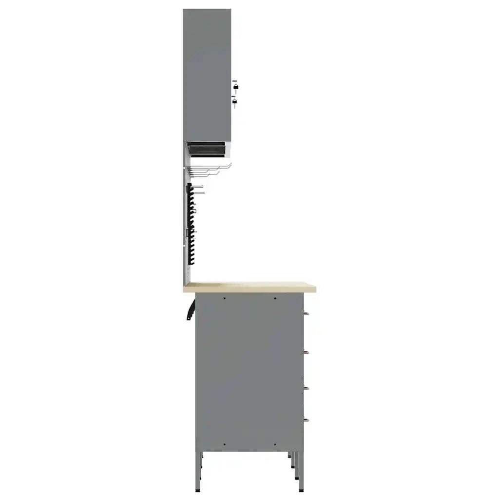 Mobile da lavoro 7 pcs Rosso Legno ingegnerizzato e acciaio 3321437