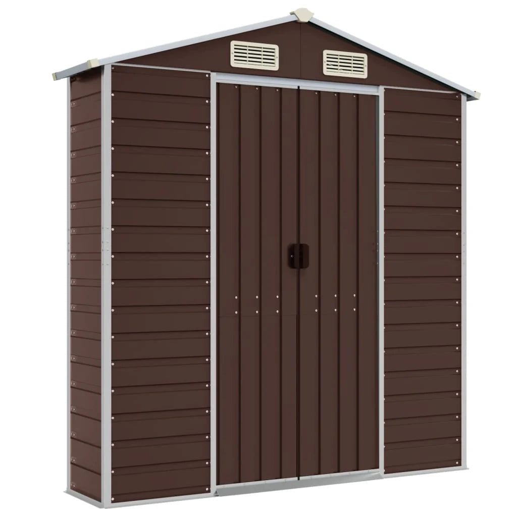 Casetta da giardino cabina ripostiglio casetta da esterno robusta casetta per attrezzi 191 x 810 x 198 cm acciaio zincato marrone 02_0022276