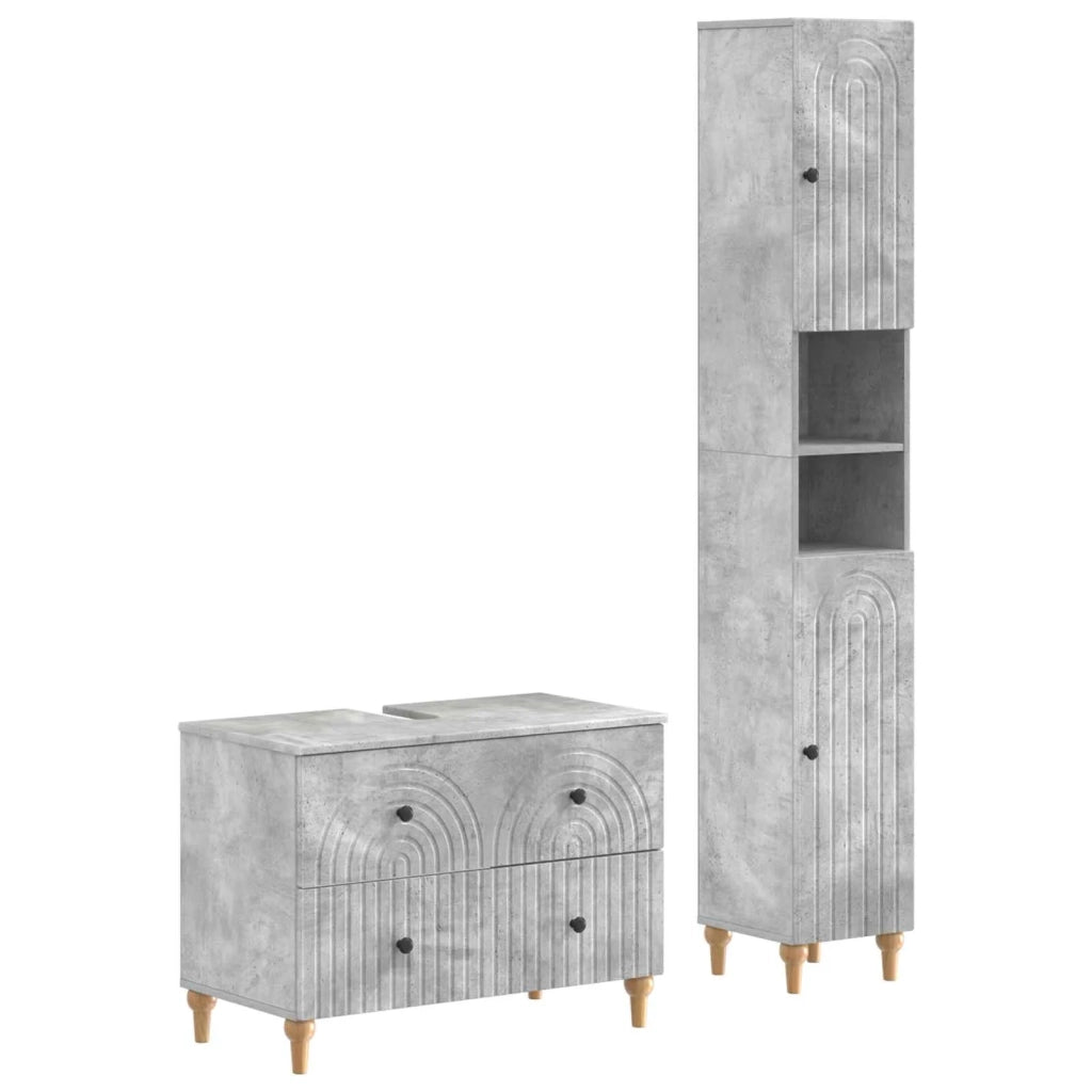 Set di Armadi da Bagno da 2 Pezzi ALKMAAR Grigio Cemento 3417507