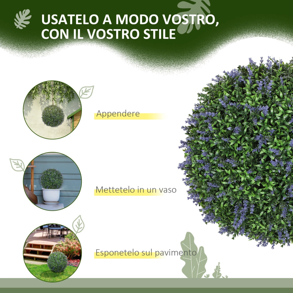 Piante Artificiali Sfera Lavanda Set 2 Pezzi ¨C Xylo ¨C Verde Viola ?42cm Giardino Esterno