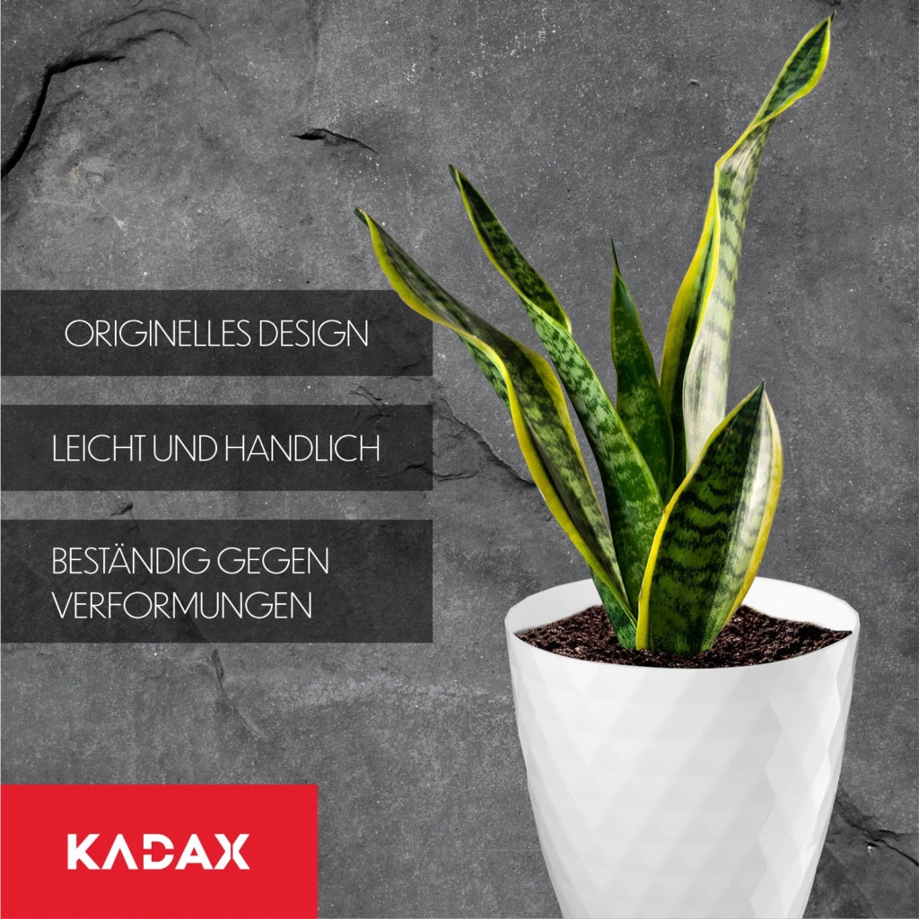 Vaso da fiori in plastica KADAX con supporto e coperchio, 14 cm, bianco.