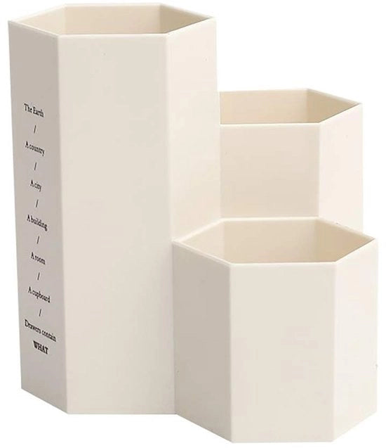 Contenitore di archiviazione creativo a sei angoli multifunzionale per matite/penne - decorazione per ufficio - bianco - alta qualità - contenitore per penne
