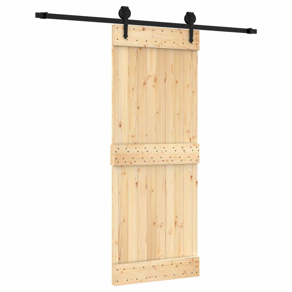 Porta scorrevole Naturale e Nero 80 x 210 cm 3445153