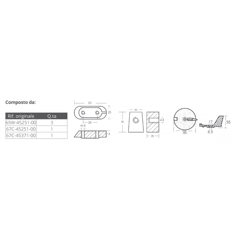 KIT ALLUMINIO YAMAHA 40-60 HP ALUMINIUM ANODES KIT