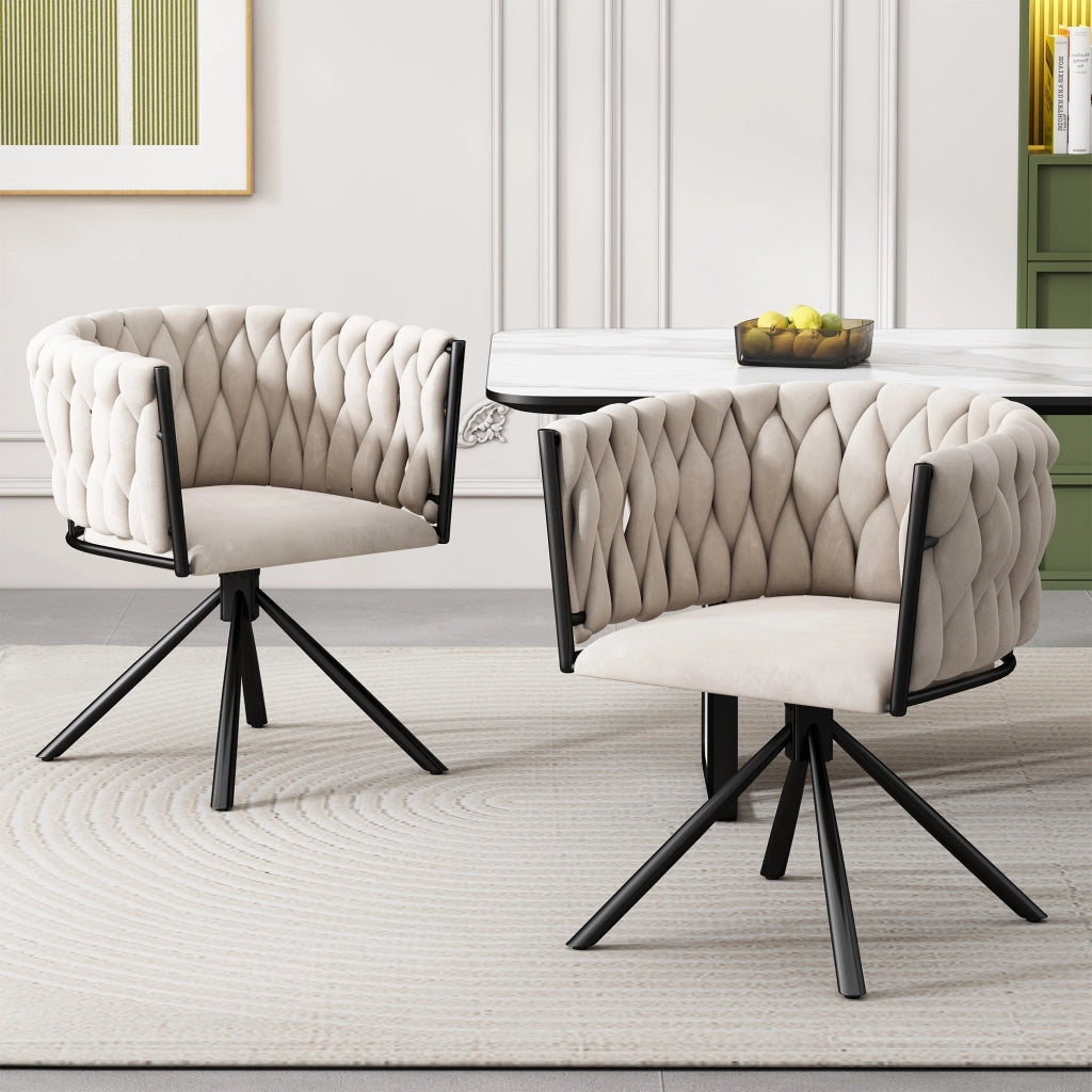 Sedia Girevole in Velluto ¨C MINIMAL ¨C Beige, Gambe in Metallo